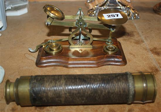 A Dixey Brighton telescope and a set of postal scales